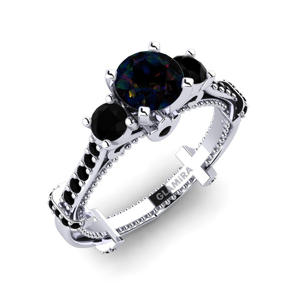 Black Opal Engagement Ring Luisetta