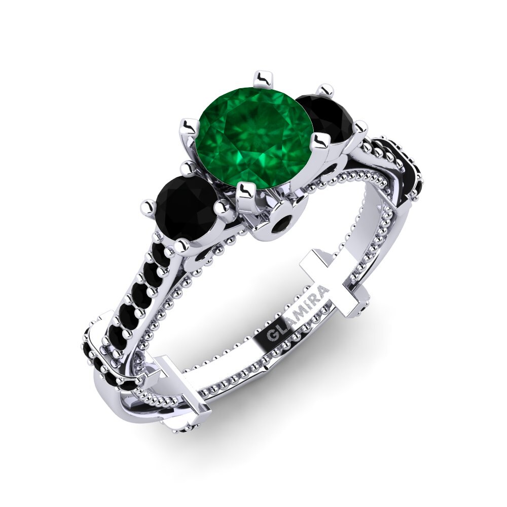 Émeraude (créée en laboratoire) Bague de fiançailles Luisetta