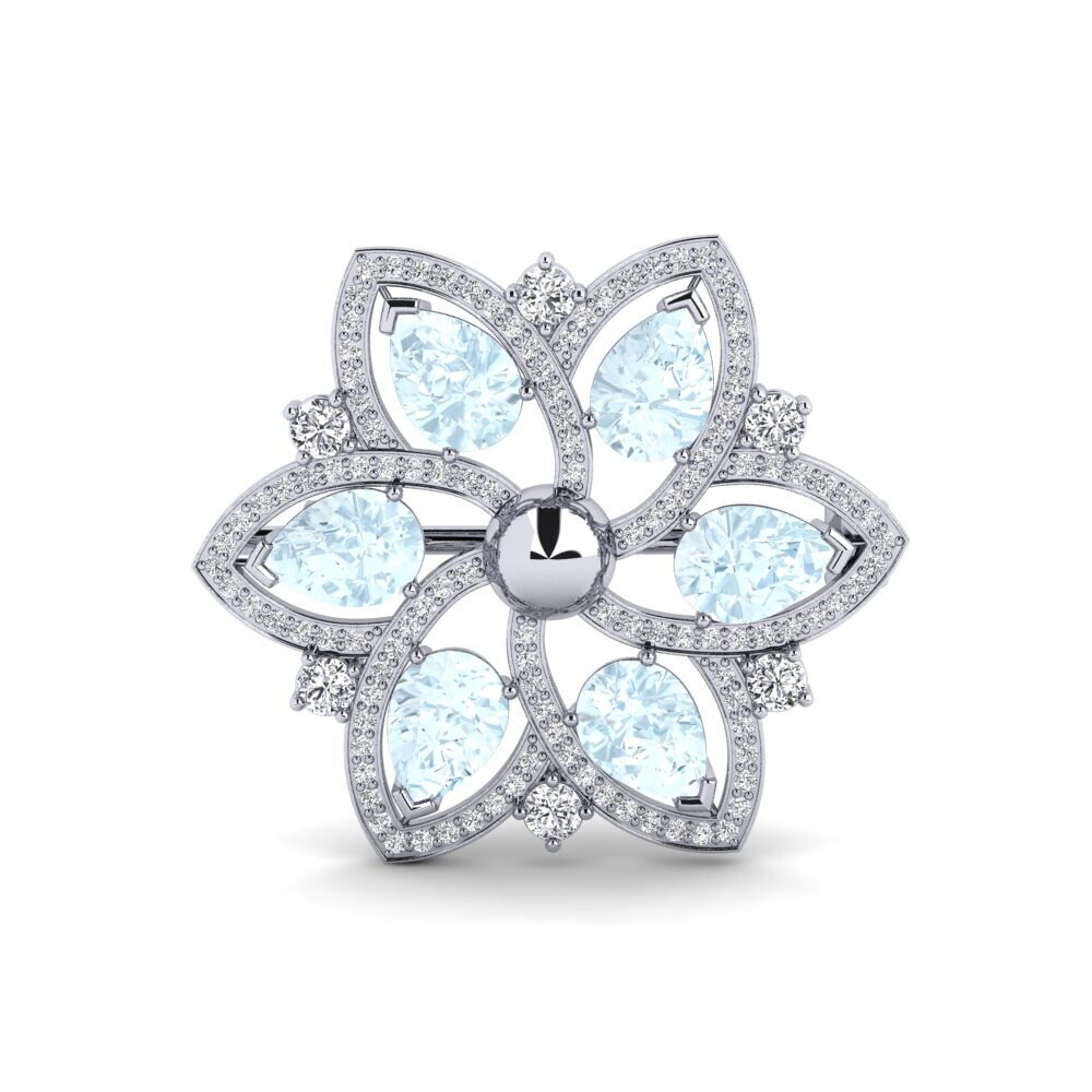 14ct White Gold Aquamarine Brooch Lumbanil