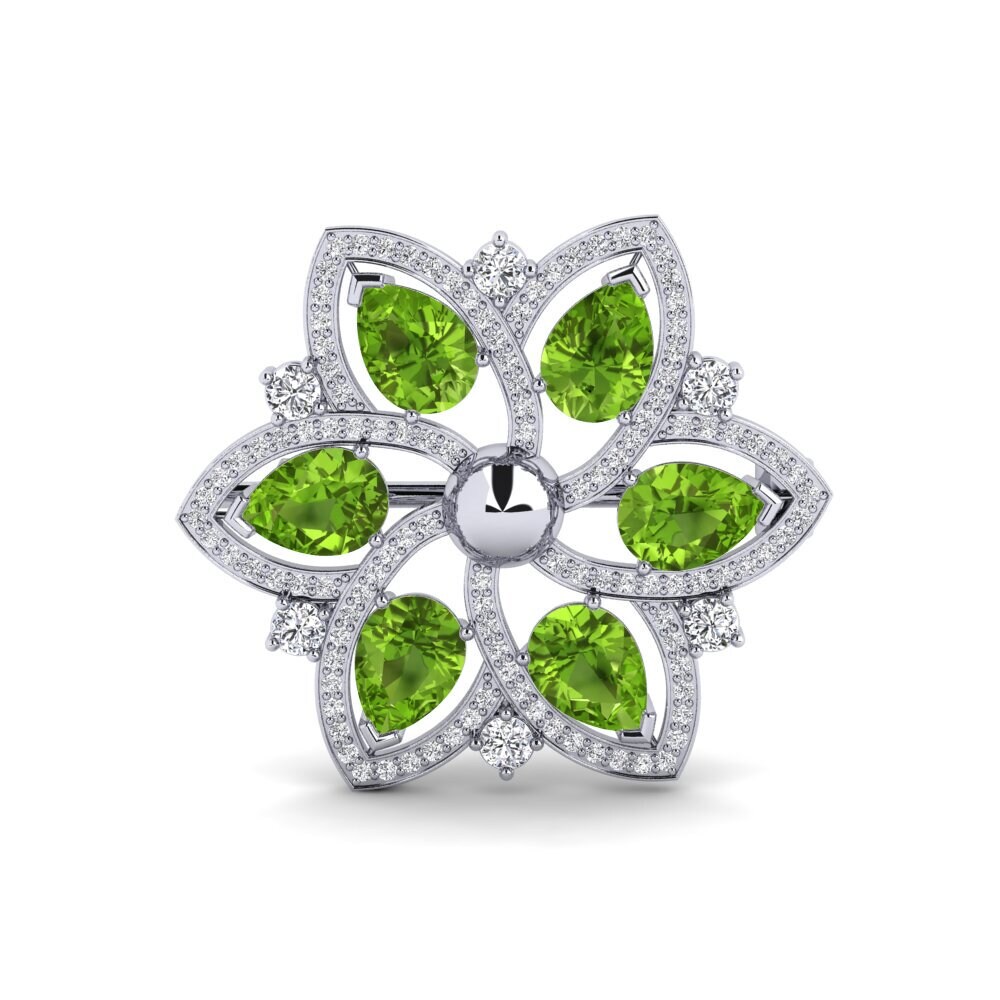 14ct White Gold Peridot Brooch Lumbanil