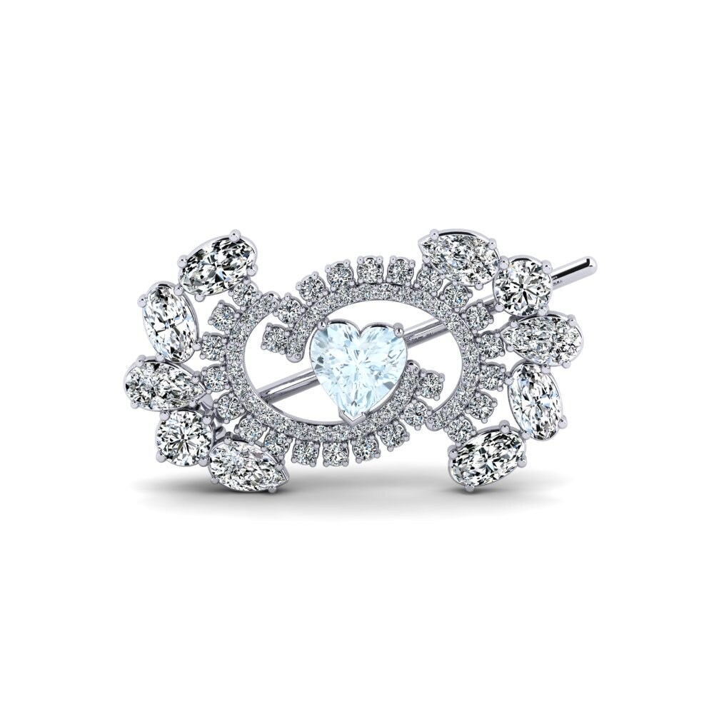 14ct White Gold Aquamarine Brooch Lumpur