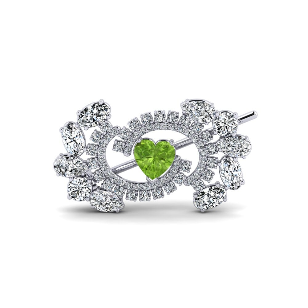 14ct White Gold Peridot Brooch Lumpur