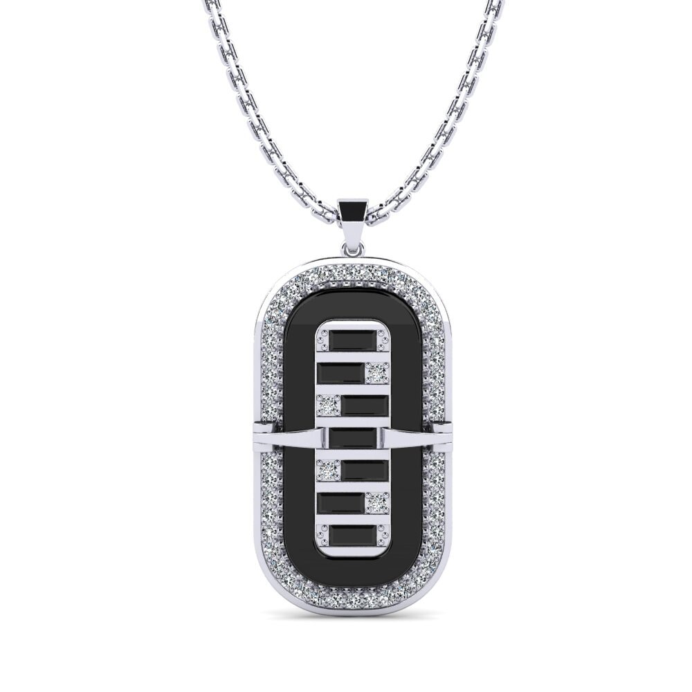 14ct White Gold Black Onyx Women's Pendant Lumsden
