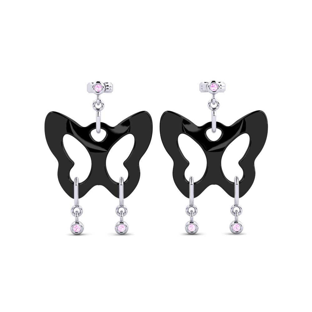 18ct White Gold Pink Sapphire Women's Earring Lundberg