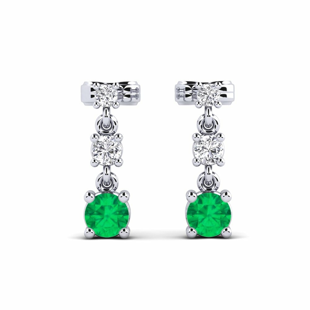 Drops & Dangle Earrings GLAMIRA Lundi 585 White Gold Emerald