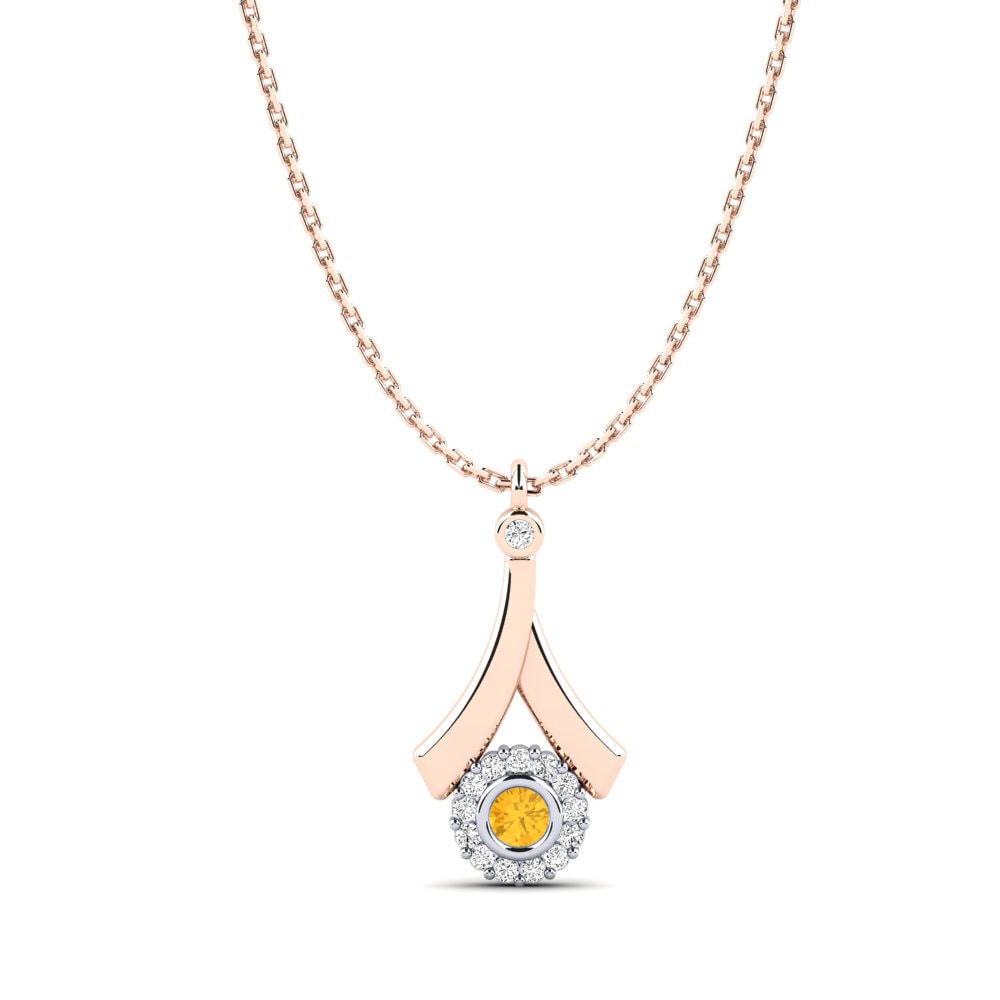 18k Oro Rosa & Blanco Citrino Colgante de Mujer Lunes