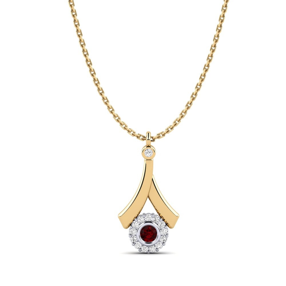 18k Oro Amarillo & Blanco Granate Colgante de Mujer Lunes