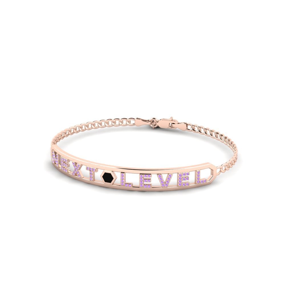 18k Oro Rosa Amatista Pulsera para hombre Lungern