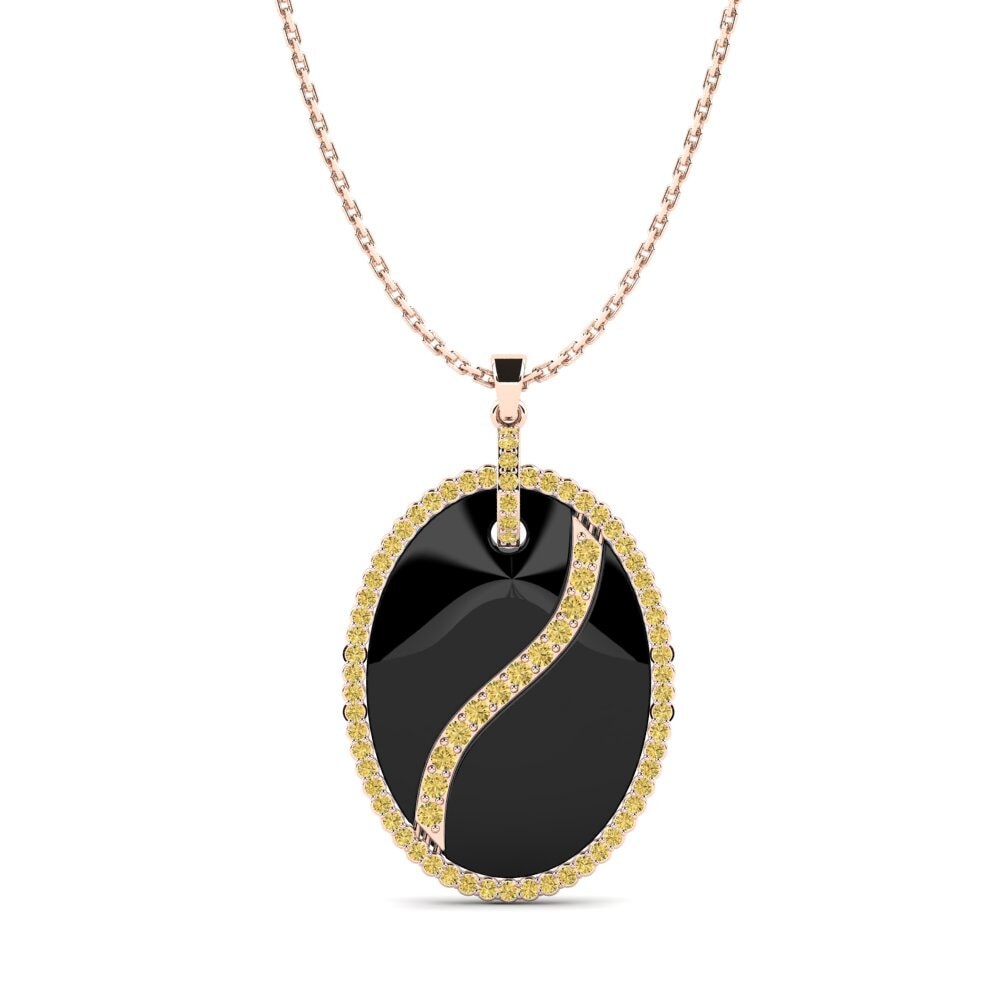 9ct Rose Gold Yellow Diamond Women's Pendant Luongo
