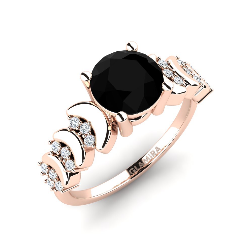 Oro Rosso 585 Diamante Nero Anello da donna Lupe
