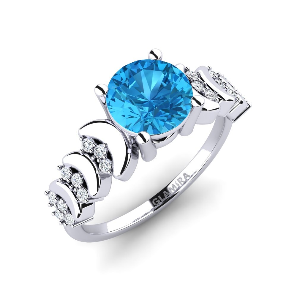 Round Blue Topaz Women's Ring Lupe