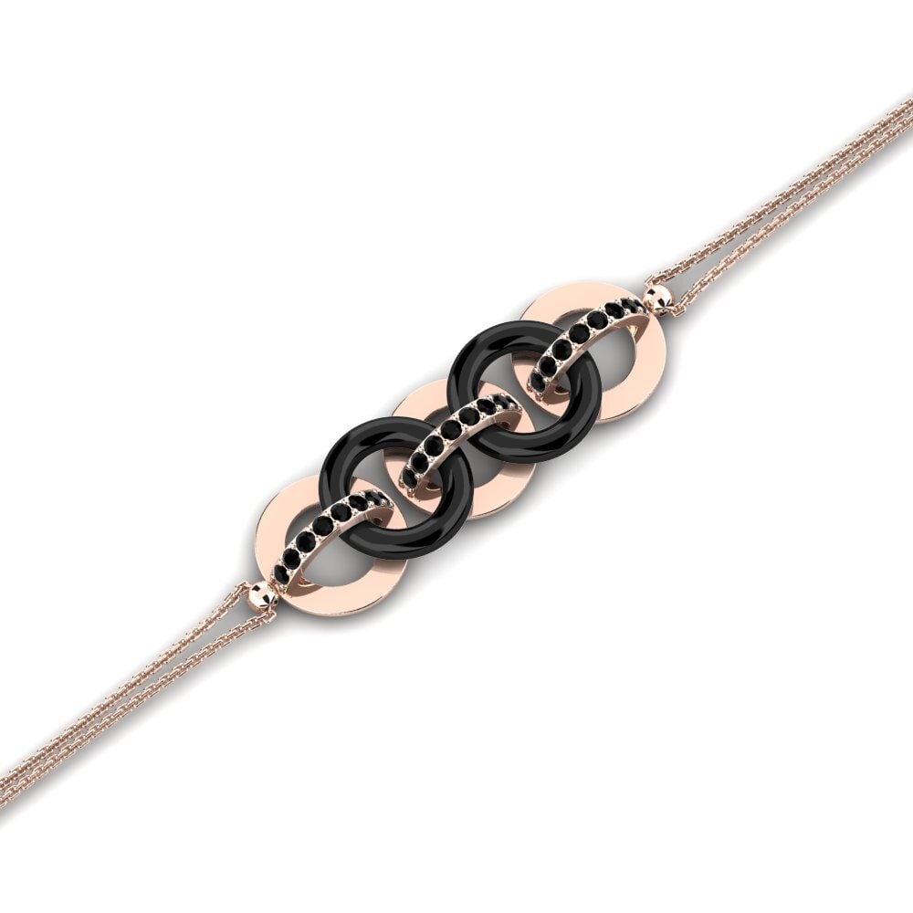 14k Oro Rosa Zafiro negro Pulsera de Mujer Luper