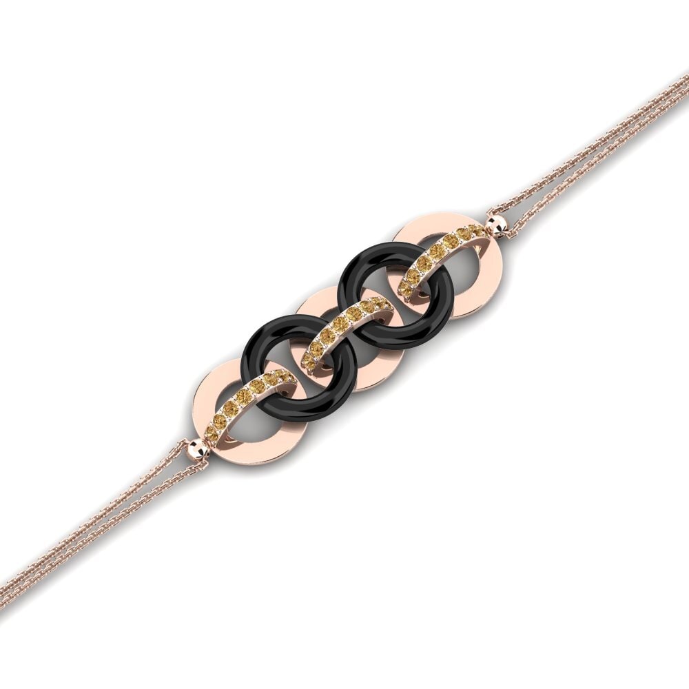 14k Oro Rosa Diamante Marrón Pulsera de Mujer Luper