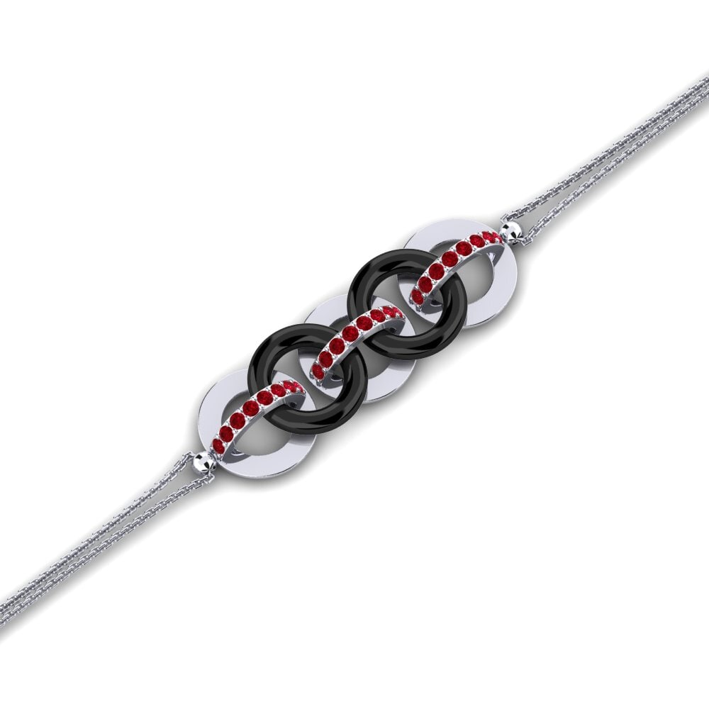 950 Palladium Red Zirconia Women's Bracelet Luper