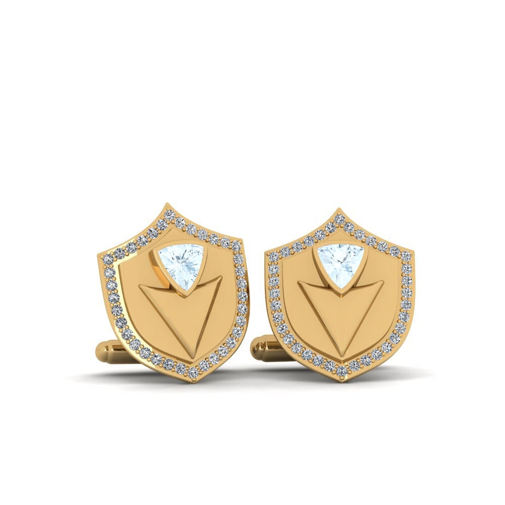 14ct Yellow Gold Aquamarine Cufflink Lurantis