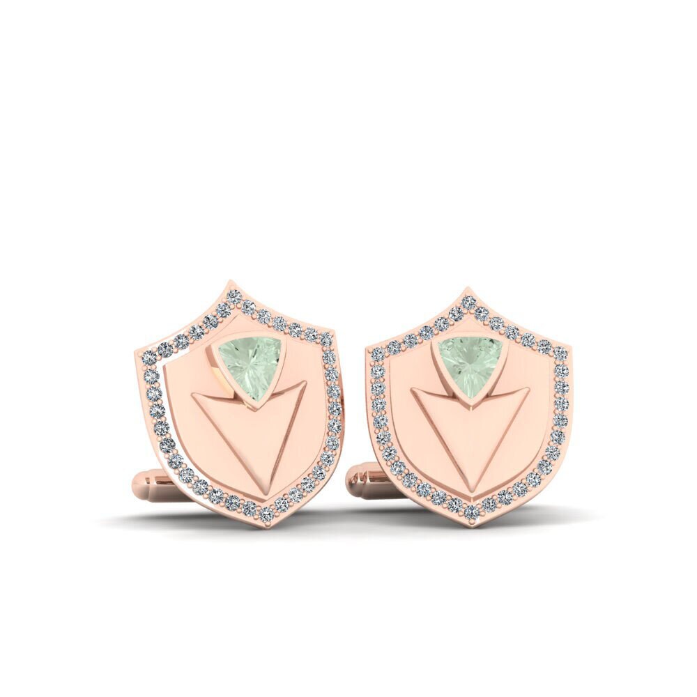 14ct Rose Gold Green Amethyst Cufflink Lurantis