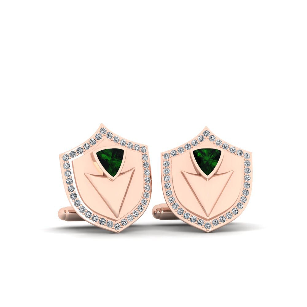 14ct Rose Gold Green Tourmaline Cufflink Lurantis