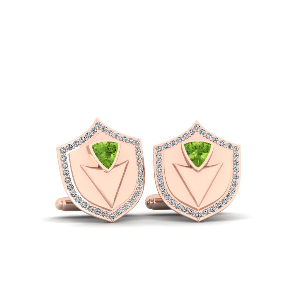 14ct Rose Gold Peridot Cufflink Lurantis