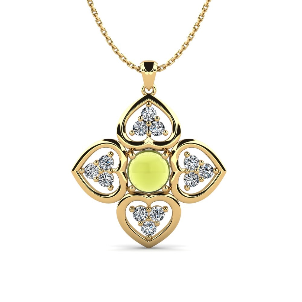 14k Oro Amarillo Topacio Limón Cabujón Colgante de Mujer Lurdetta