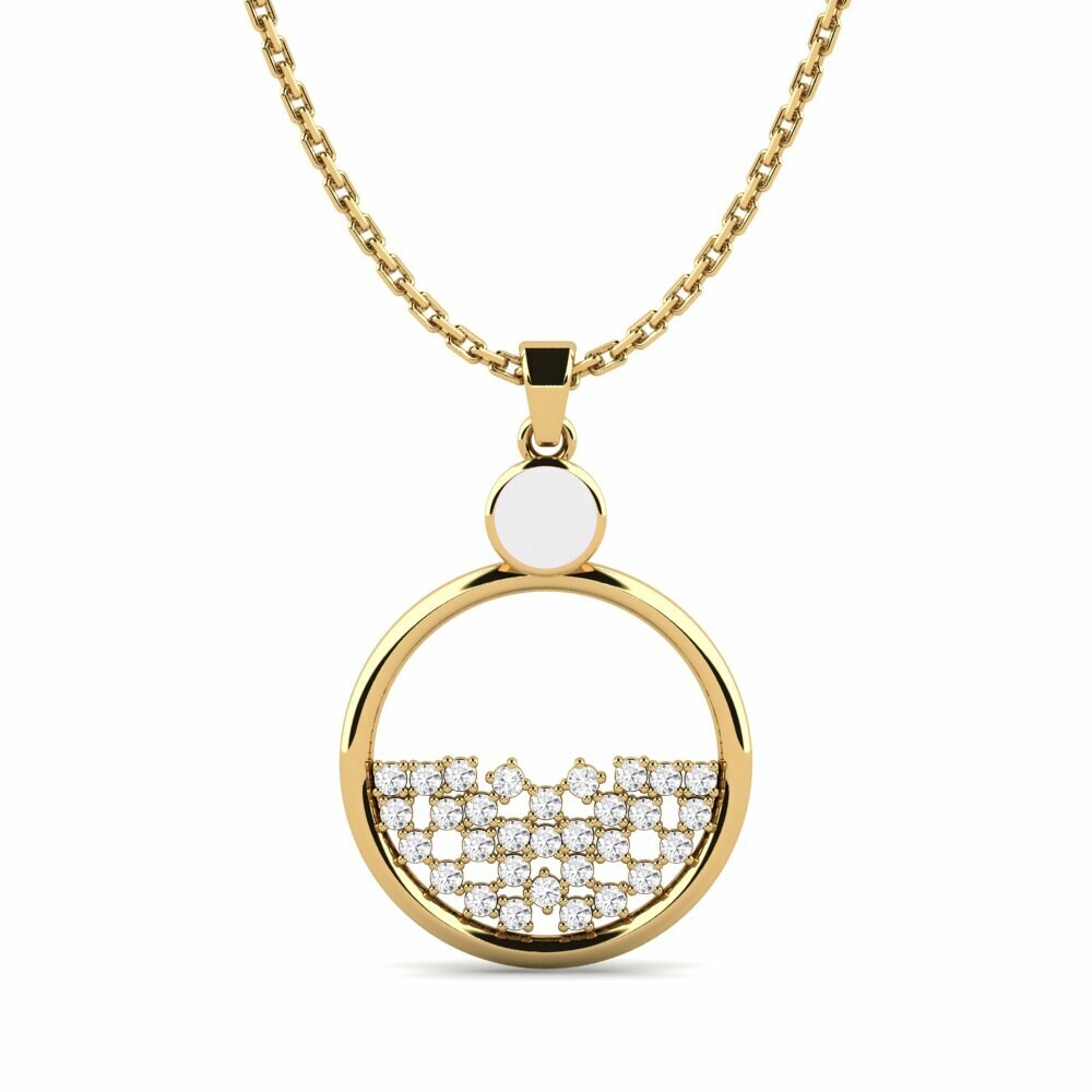 Vàng 9K Đá Sapphire Trắng Mặt dây chuyền nữ Lustrage