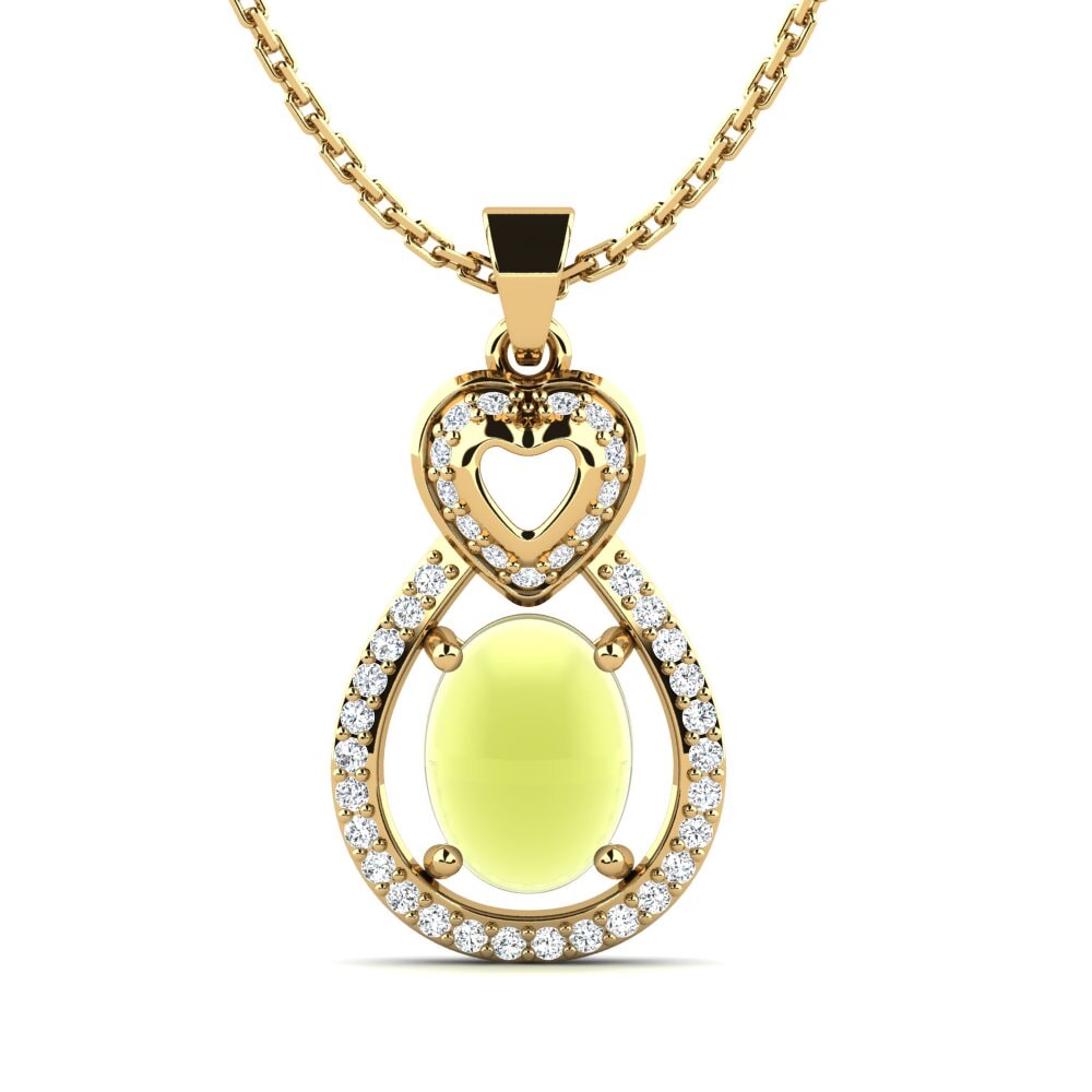 9k Oro Amarillo Topacio Limón Cabujón Colgante de Mujer Luverne