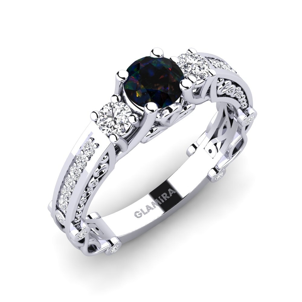 Black Opal Engagement Ring Luyiza