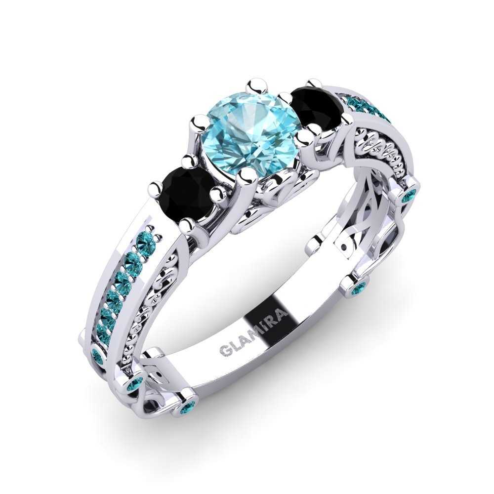 Blue Zircon Engagement Ring Luyiza