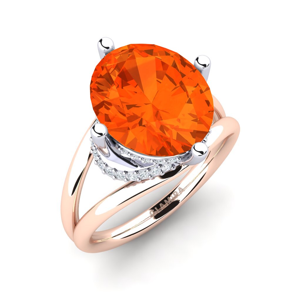 14ct Rose & White Gold Fire Opal Ring Luzirene