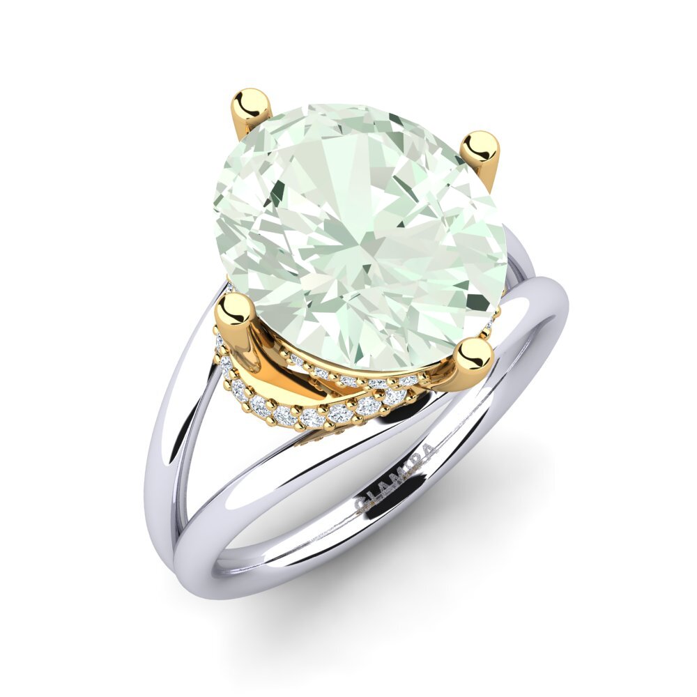 18ct White & Yellow Gold Green Amethyst Ring Luzirene