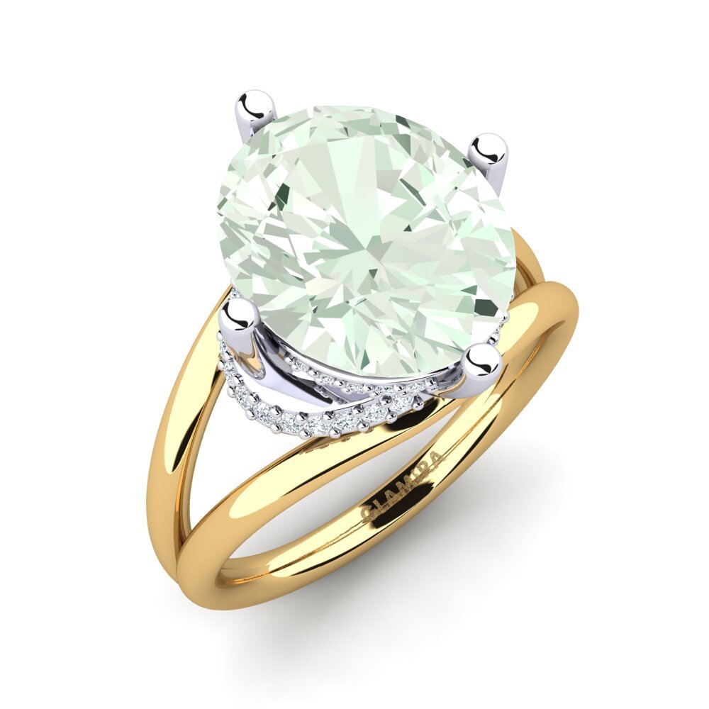 18ct Yellow & White Gold Green Amethyst Ring Luzirene