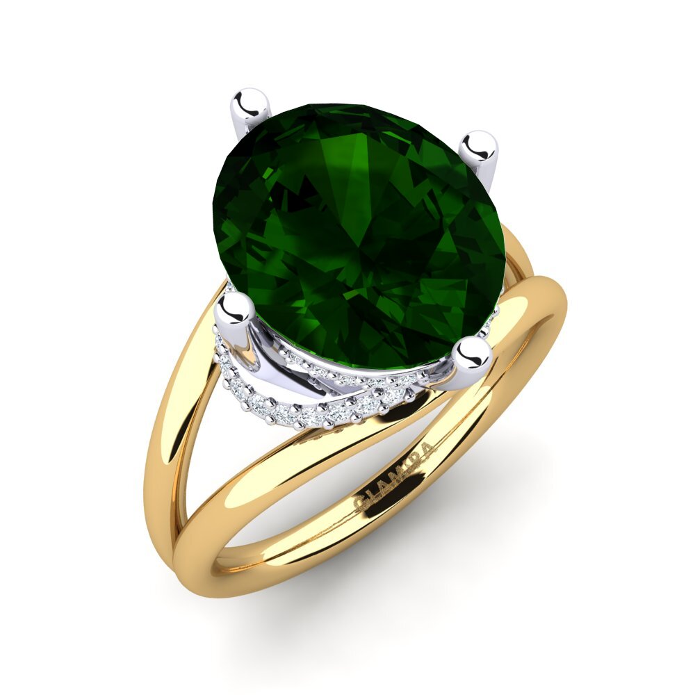 9ct Yellow & White Gold Green Tourmaline Ring Luzirene