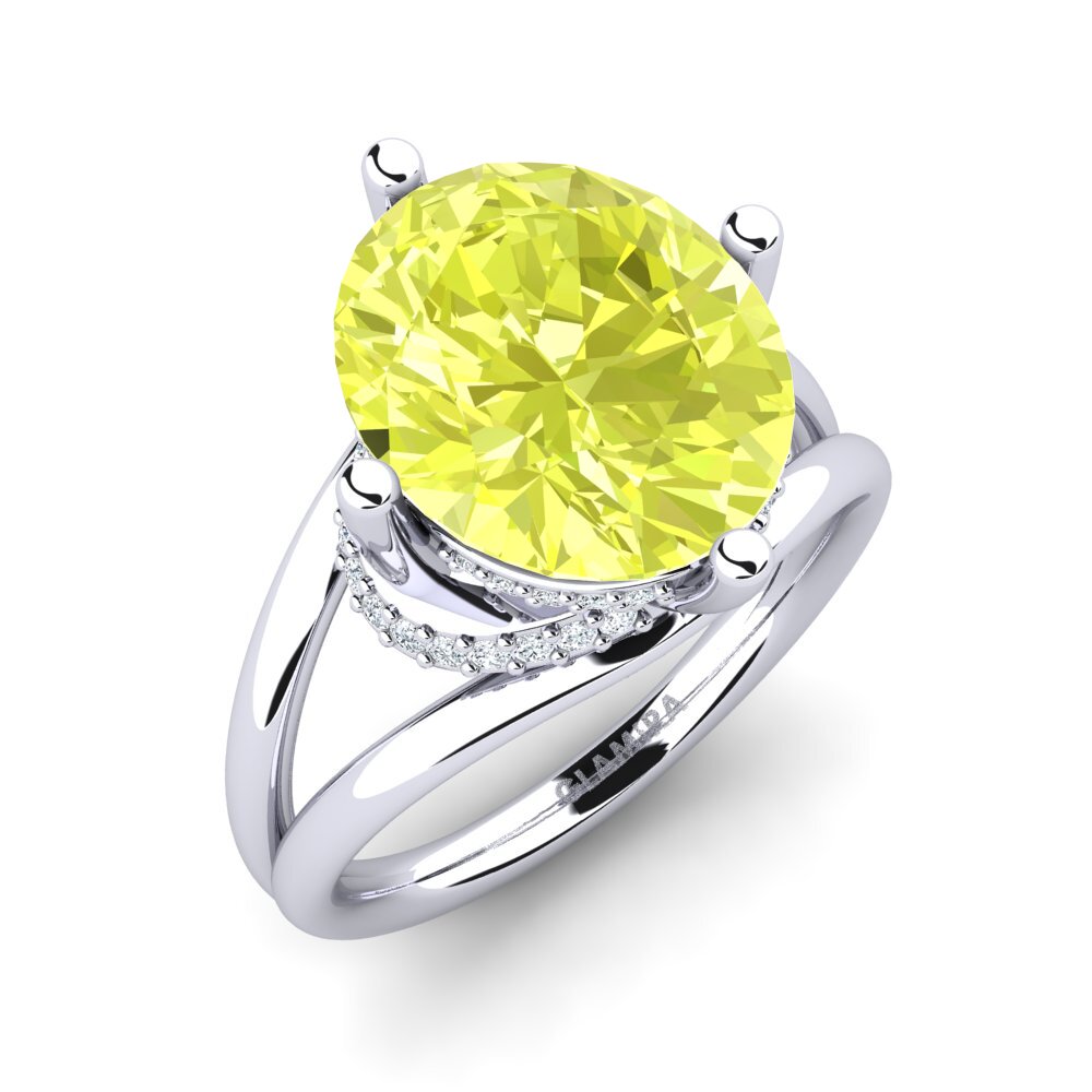 950 Palladium Lemon Quartz Ring Luzirene