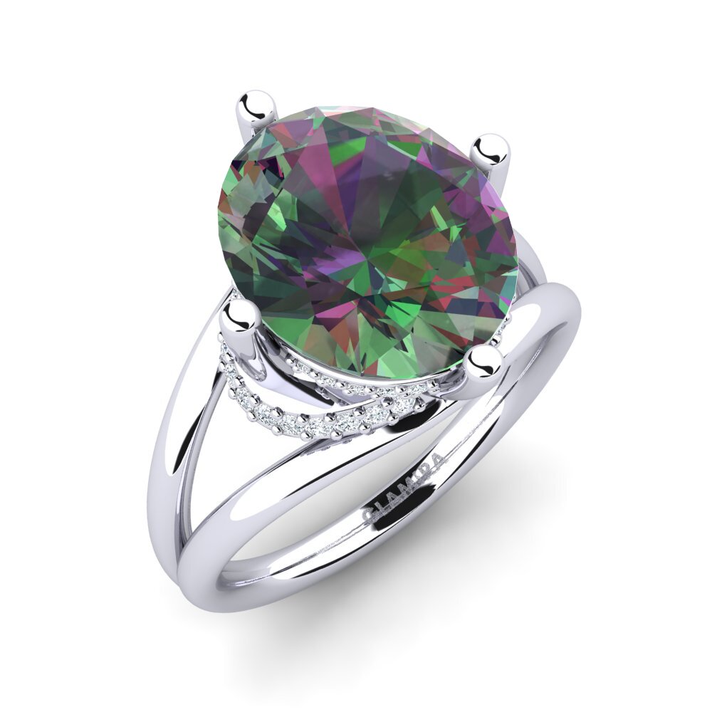 18ct White Gold Mystic Topaz Ring Luzirene