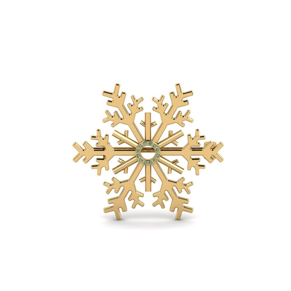 Gelbgold 375 Grüner Diamant Brosche Lykos