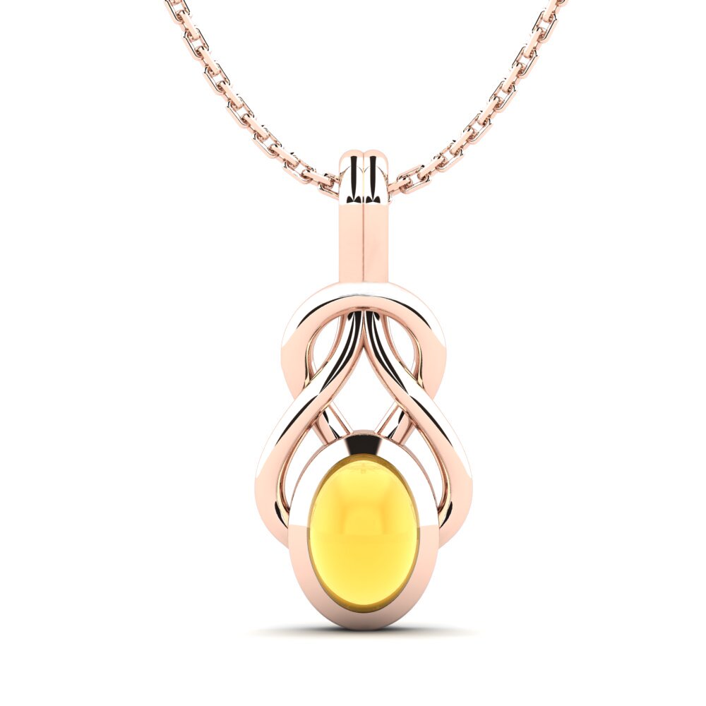 14k Oro Rosa Citrino Cabujón Colgante de Mujer Lyla