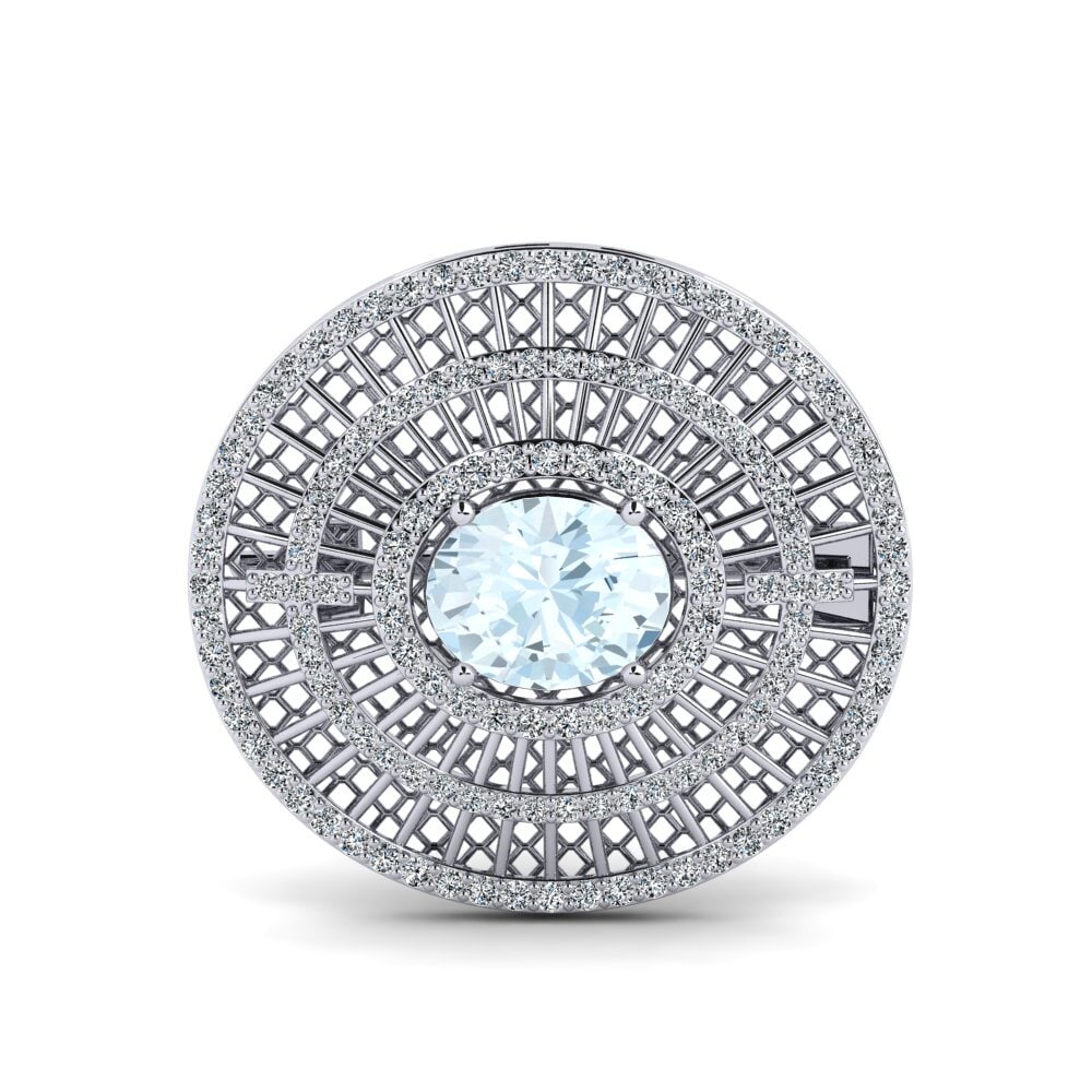 14ct White Gold Aquamarine Brooch Lynlina