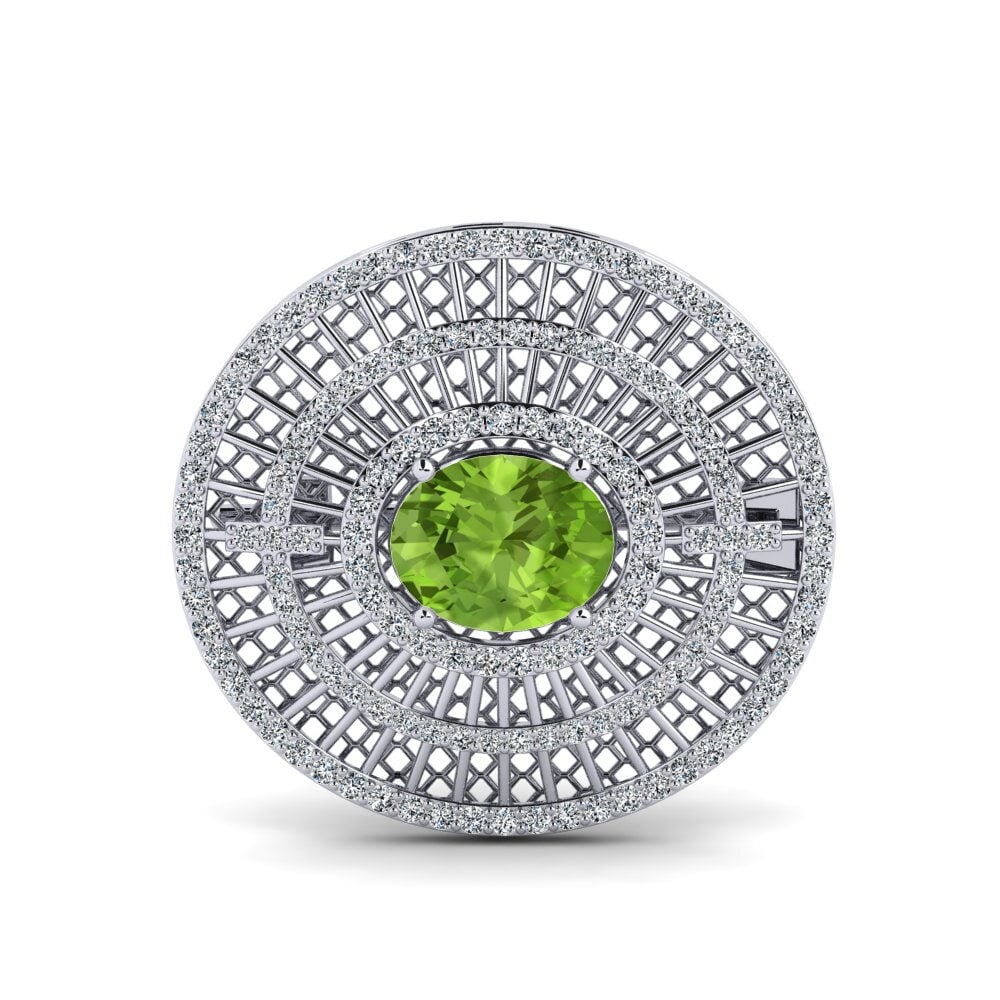 14ct White Gold Peridot Brooch Lynlina