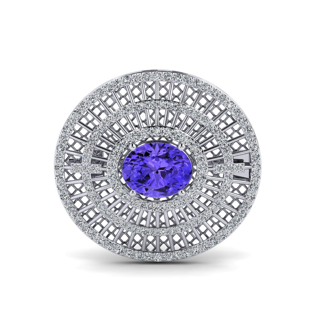 14ct White Gold Tanzanite Brooch Lynlina