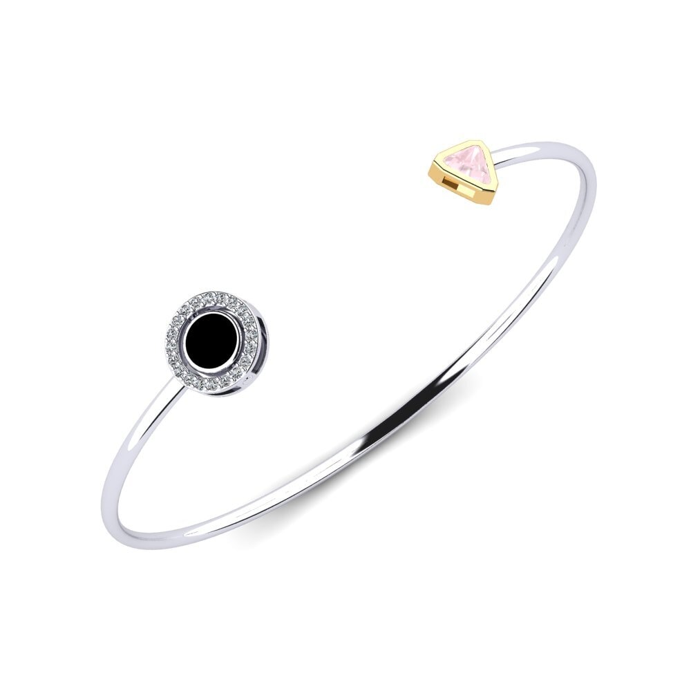 9ct White & Yellow Gold Rose Quartz Women's Bracelet Lynne