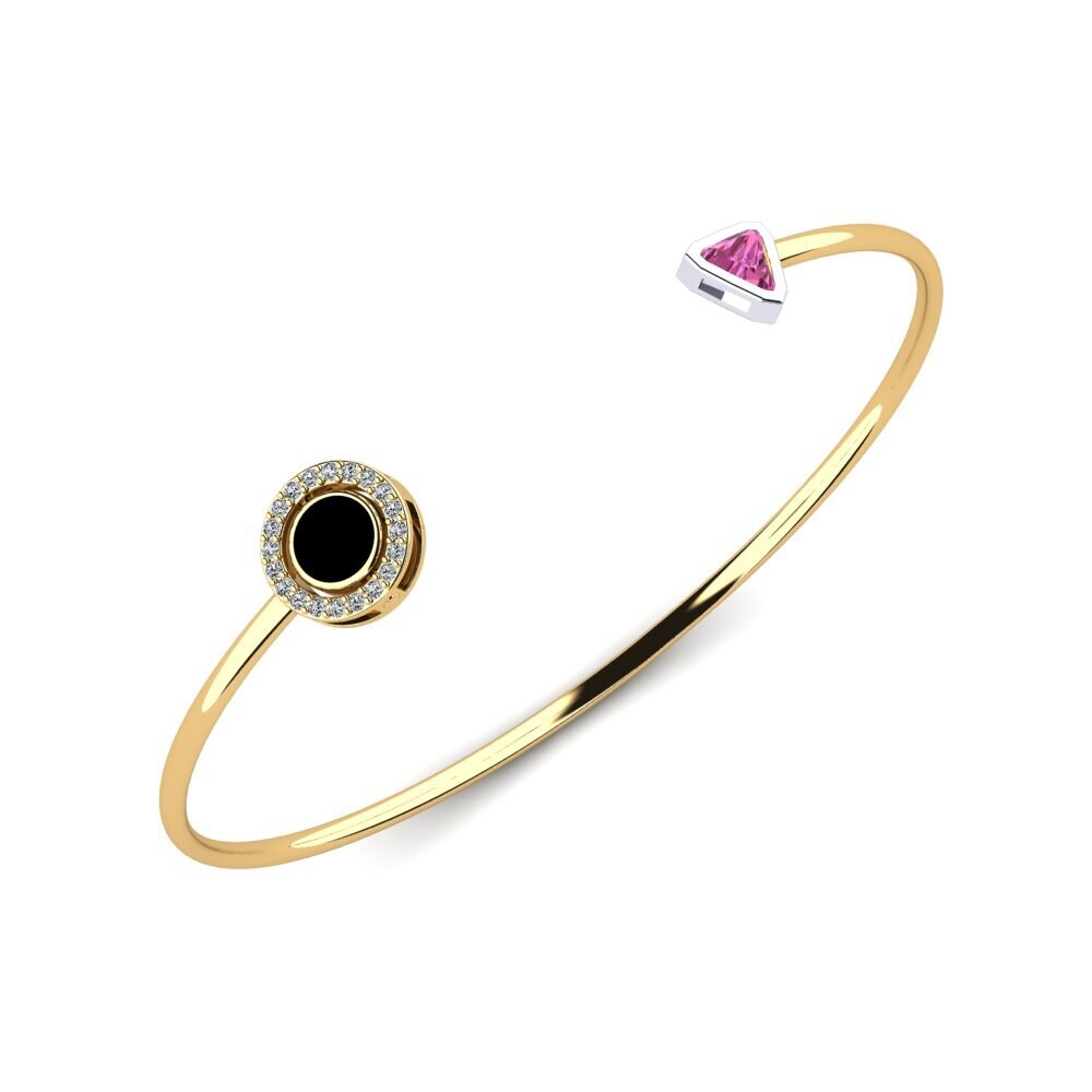 9ct Yellow & White Gold Pink Topaz Women's Bracelet Lynne