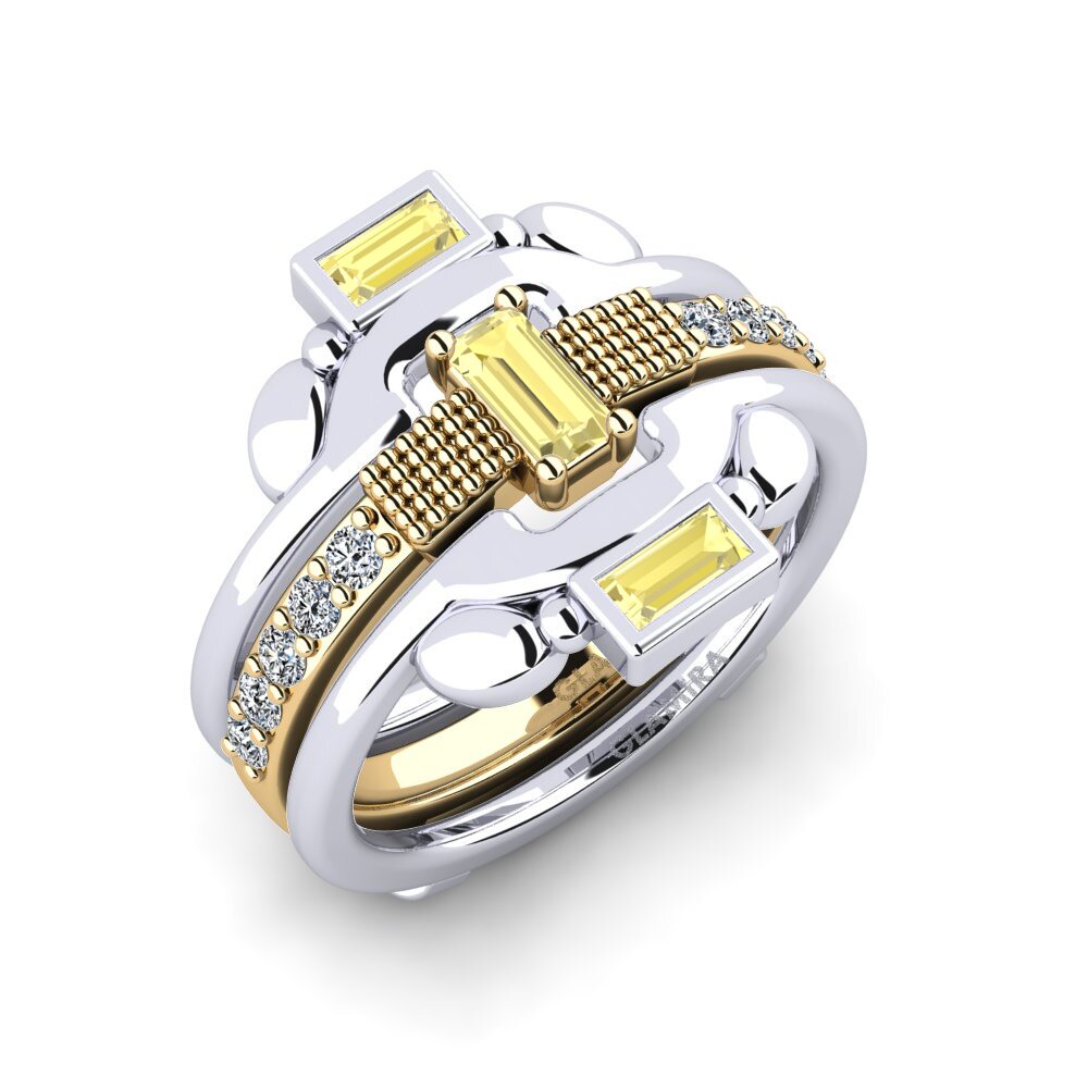 14ct White / Yellow Gold Yellow Sapphire Ring Lysta SET