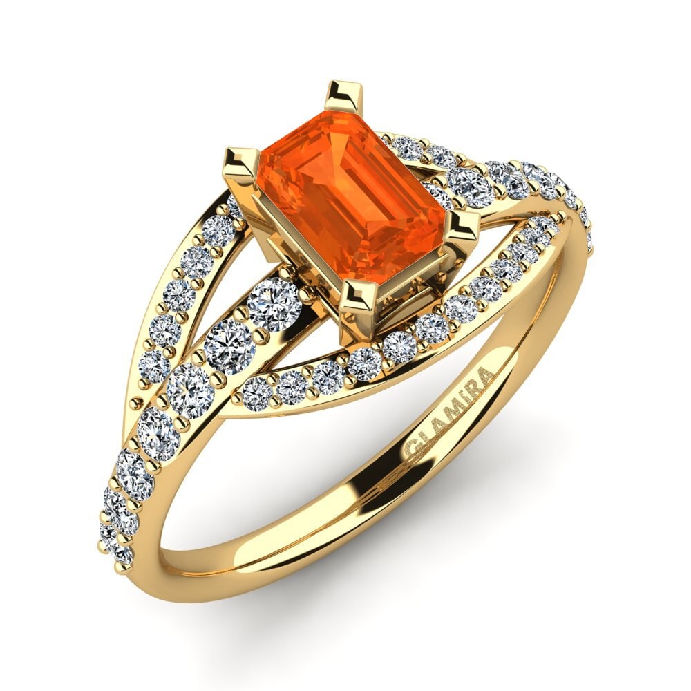 Gelbgold 585 Smaragdschliff Verlobungsring Mabelle