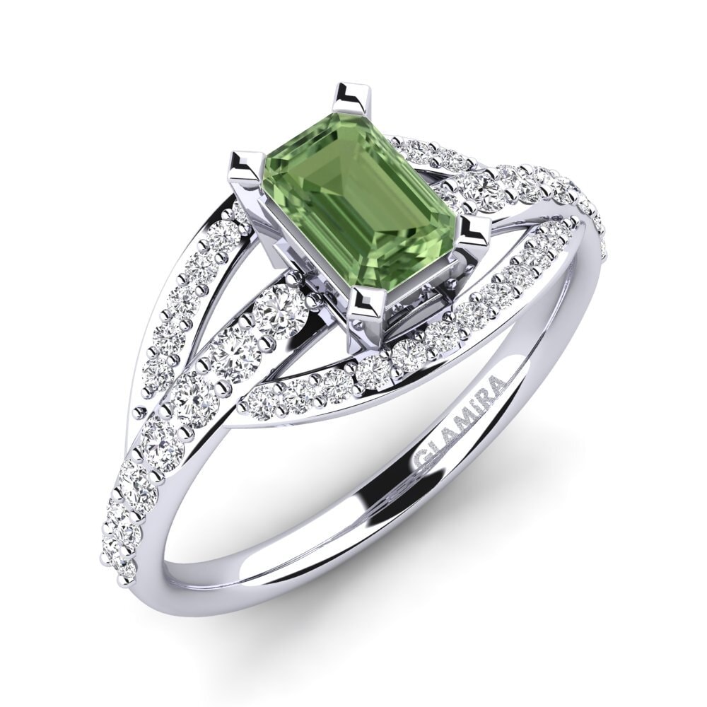 Emerald Cut Green Sapphire Engagement Ring Mabelle