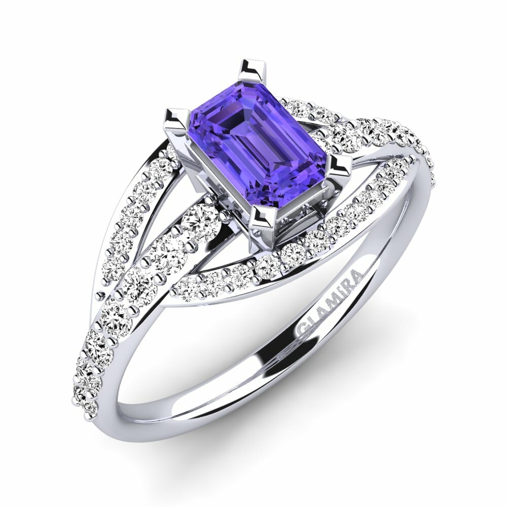 Emerald Cut Tanzanite Engagement Ring Mabelle