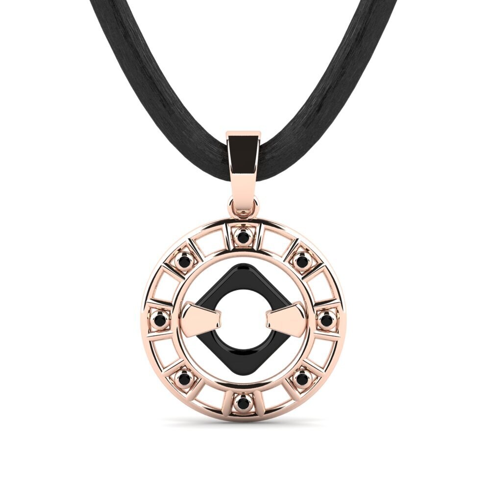 9k Oro Rosa Diamante Negro Colgante para hombre Mabry