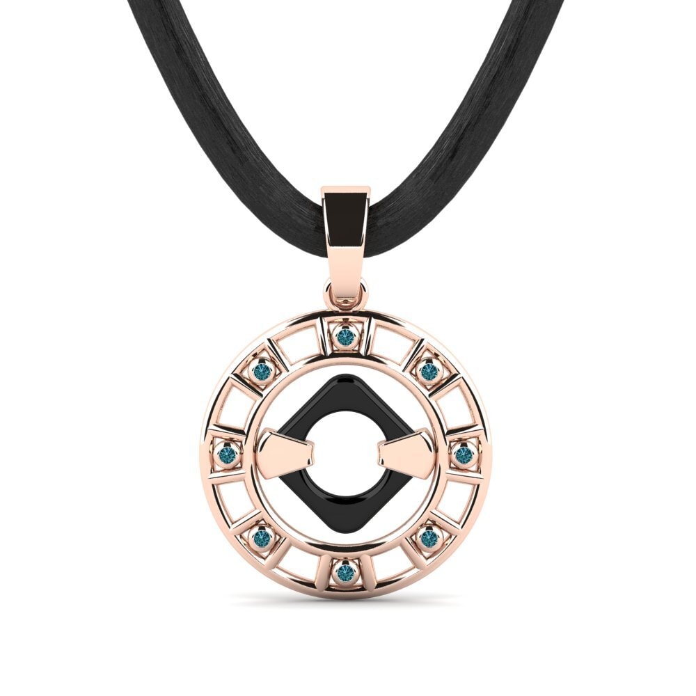 14ct Rose Gold Blue Diamond Men's Pendant Mabry