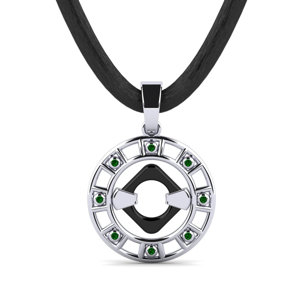 950 Platinum Green Zirconia Men's Pendant Mabry