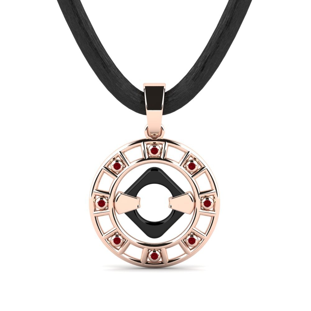 14k Oro Rosa Circonita Roja Colgante para hombre Mabry