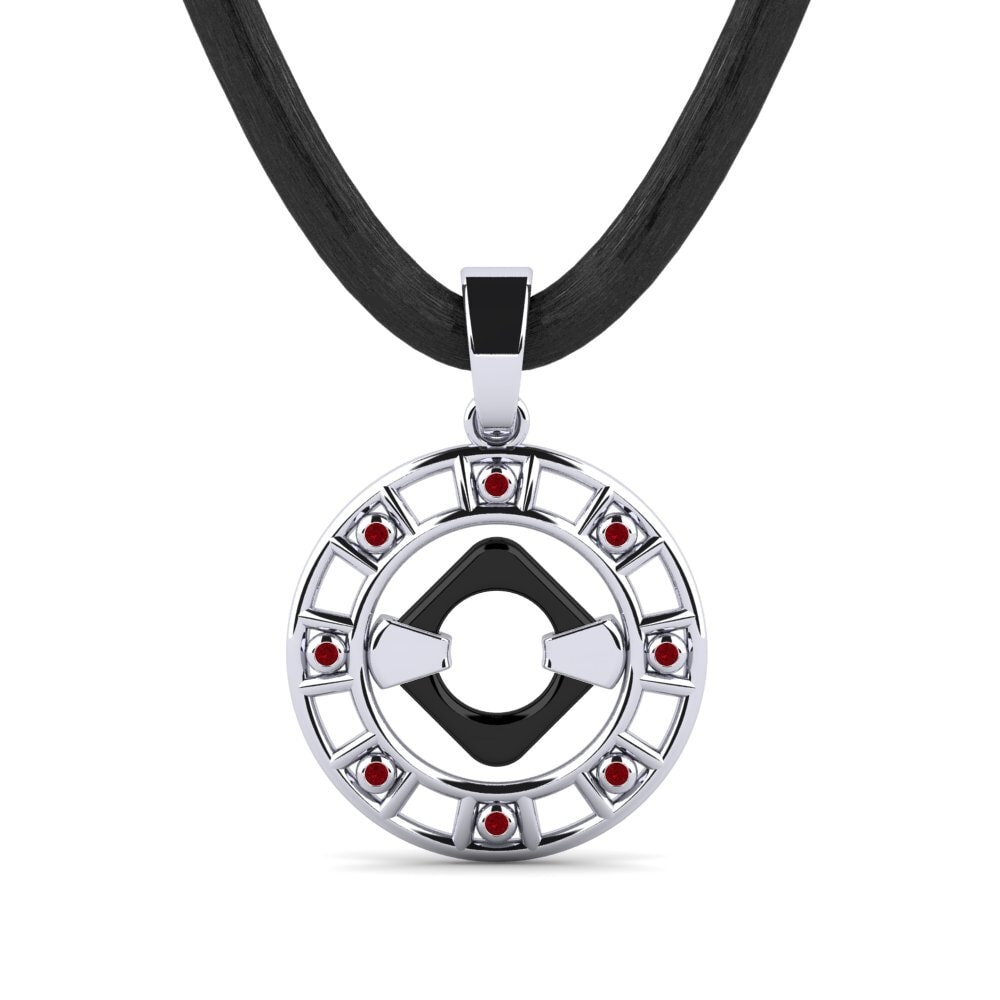 9ct White Gold Red Zirconia Men's Pendant Mabry
