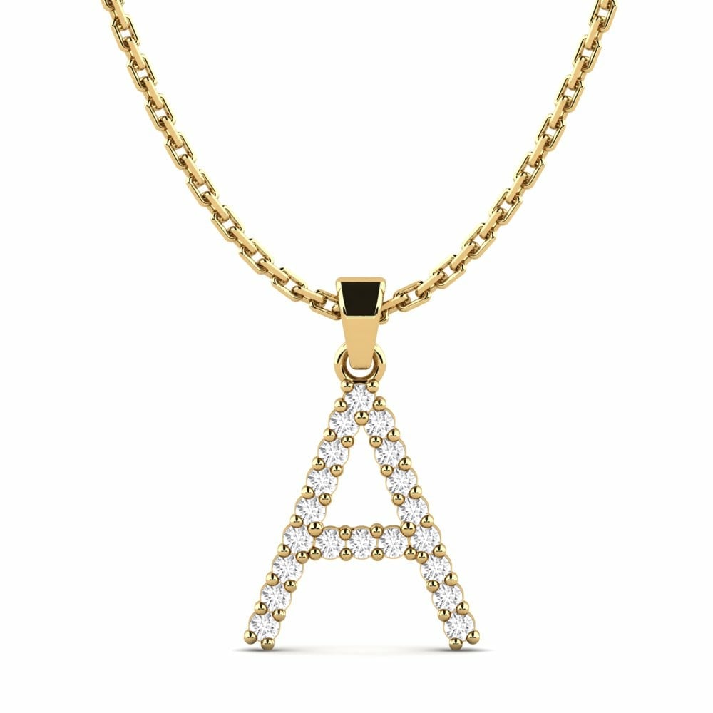 Initials Necklaces SYLVIE Pendant Mabuhay - 585 Yellow Gold White Sapphire